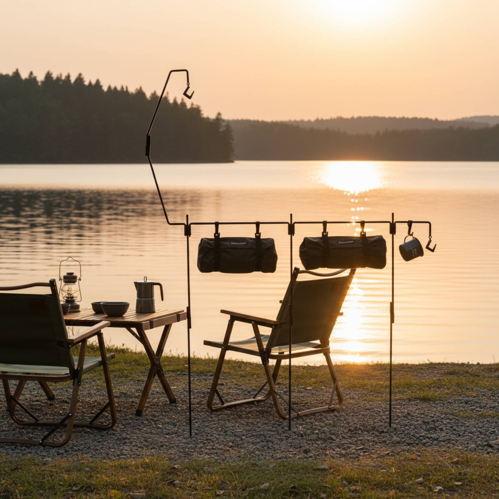 Outdoor Camping Gear - حامل فانوس للتخييم سهل التجميع، عمود