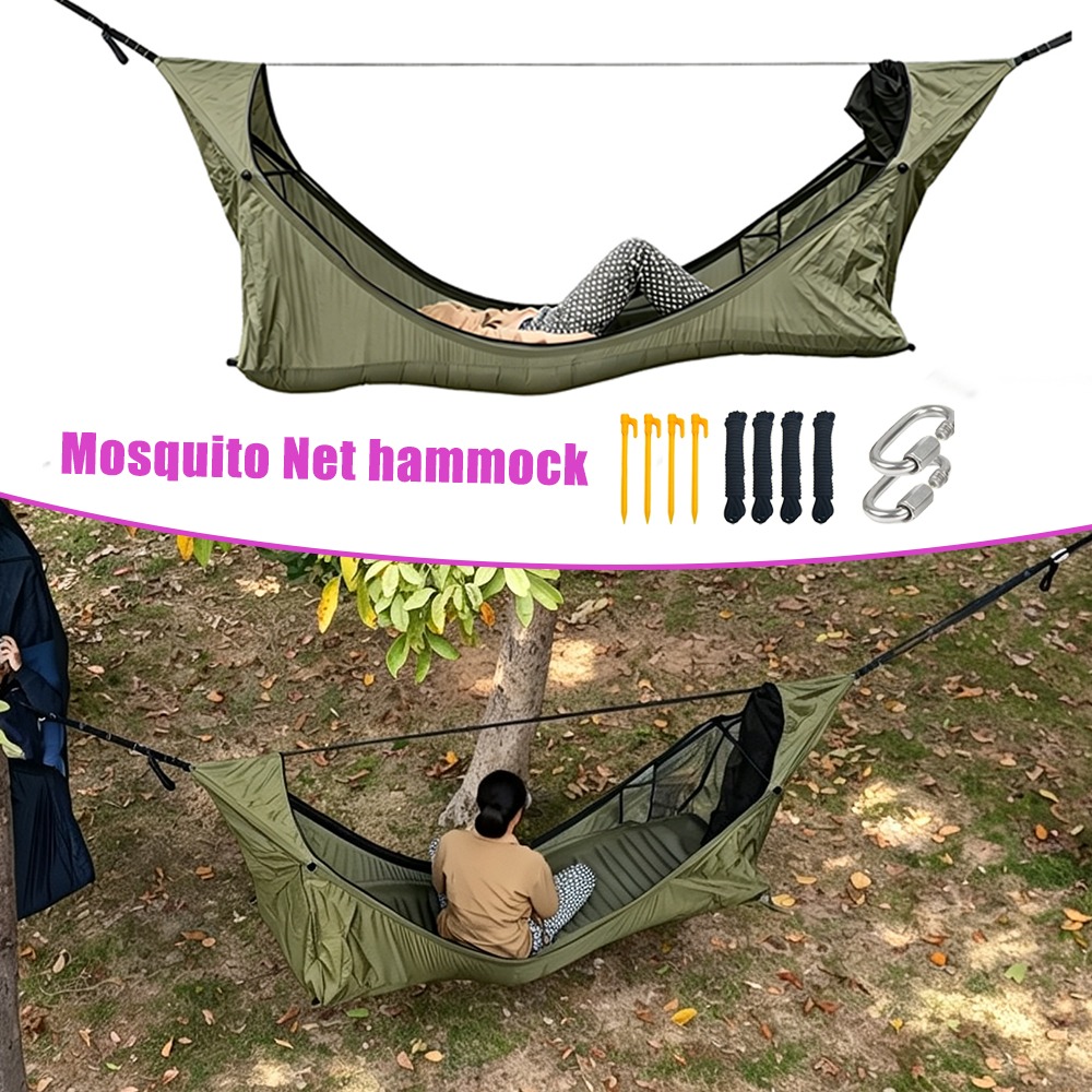 Outdoor Camping Hammock - أرجوحة مسطحة مع شبكة ضد البعوض،