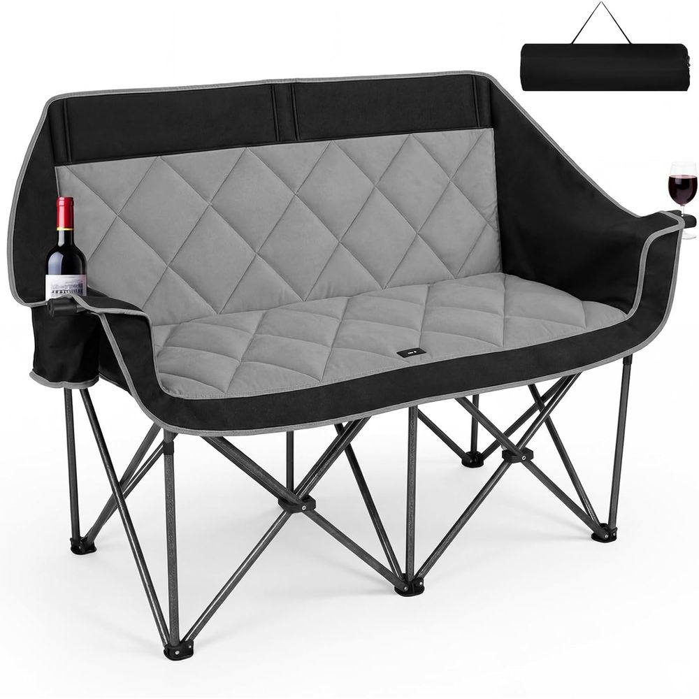 كرسي تخييم مزدوج، كرسي تخييم ك - مراجعة Outdoor Oversized Camping Chair وسعره