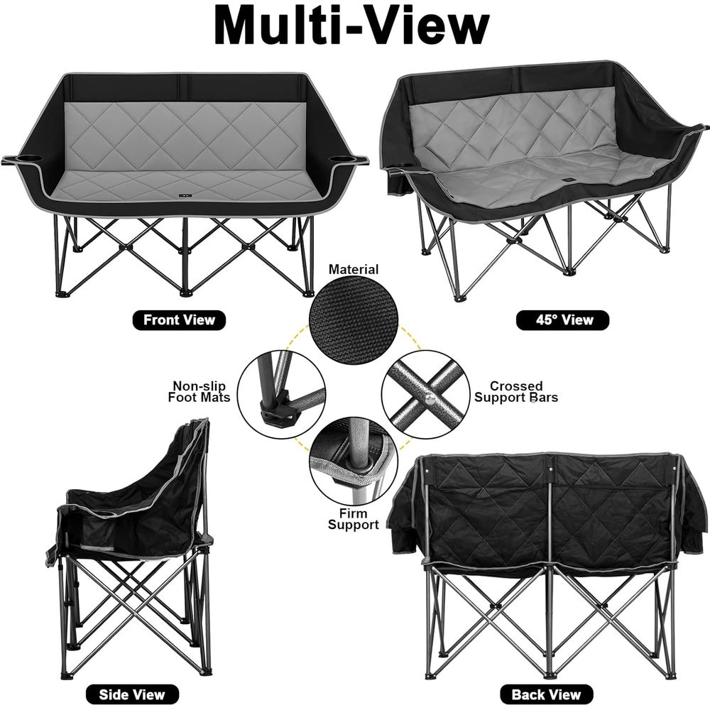 كرسي تخييم مزدوج، كرسي تخييم ك - مراجعة Outdoor Oversized Camping Chair وسعره