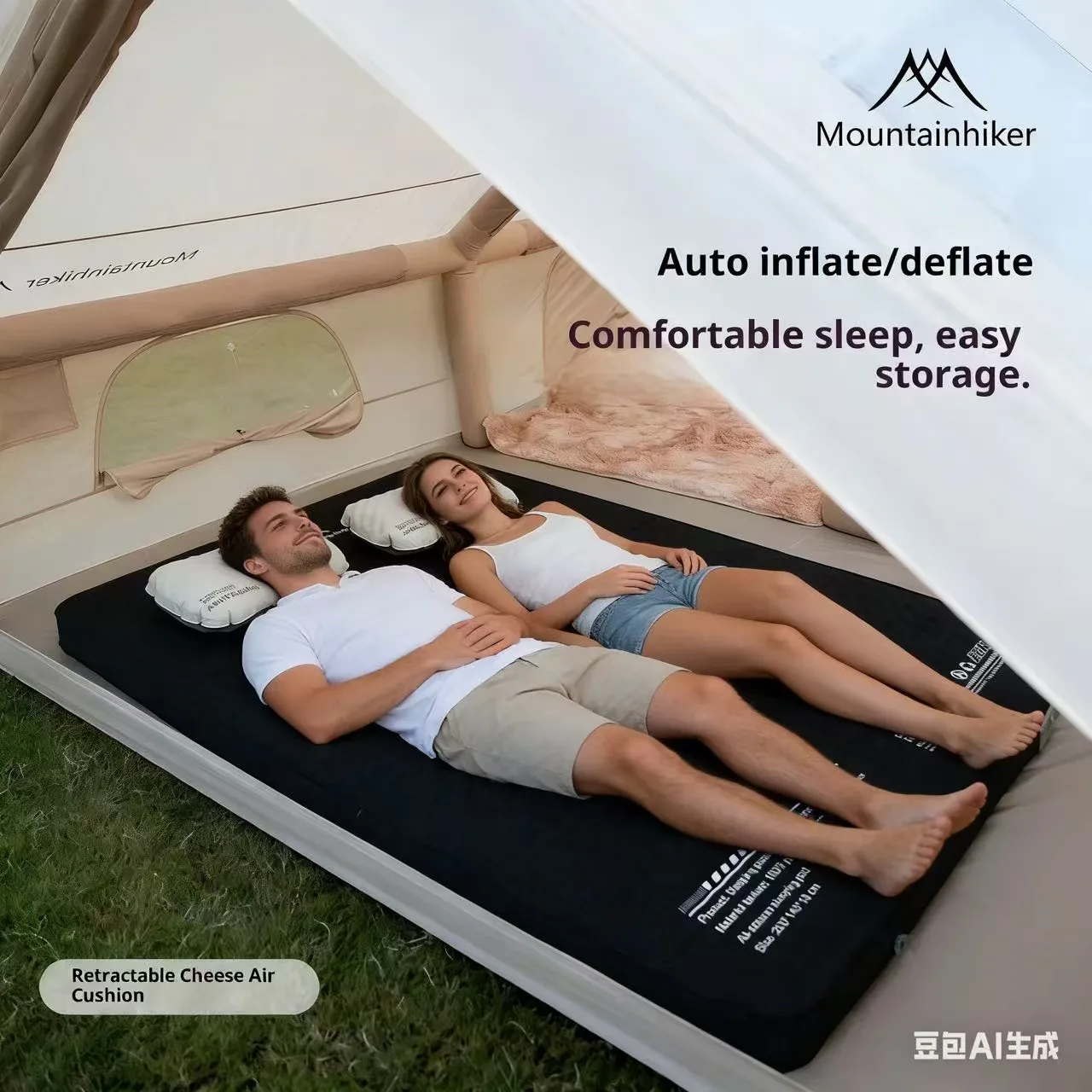 MOUNTAINHIKER مرتبة هوائية قاب - مراجعة Outdoor Inflatable Camping Tent With Air Pump وسعره