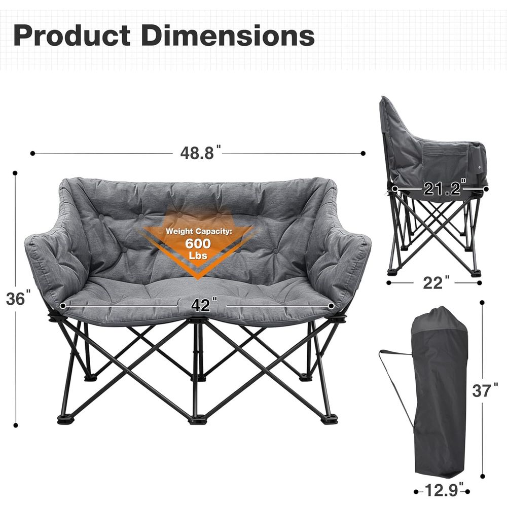 كرسي تخييم مزدوج كبير الحجم وم - مراجعة Outdoor Oversized Camping Chair وسعره