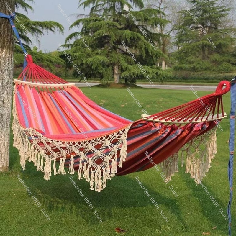 أرجوحة قماشية مزدوجة مع شراشيب - مراجعة Outdoor Camping Hammock وسعره