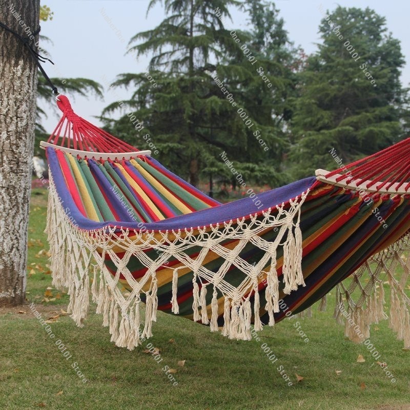 أرجوحة قماشية مزدوجة مع شراشيب - مراجعة Outdoor Camping Hammock وسعره