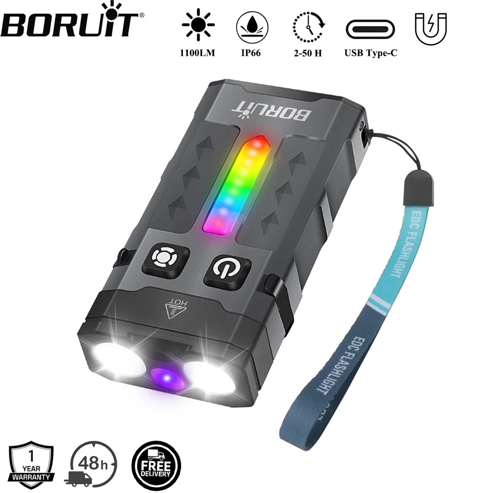 BORUiT EV20 1100LM EDC UV المف - مراجعة Outdoor Camping Lantern وسعره