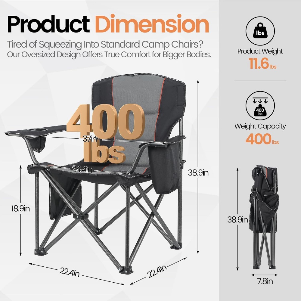 كرسيان قابلان للطي للتخييم شدي - مراجعة Outdoor Oversized Camping Chair وسعره