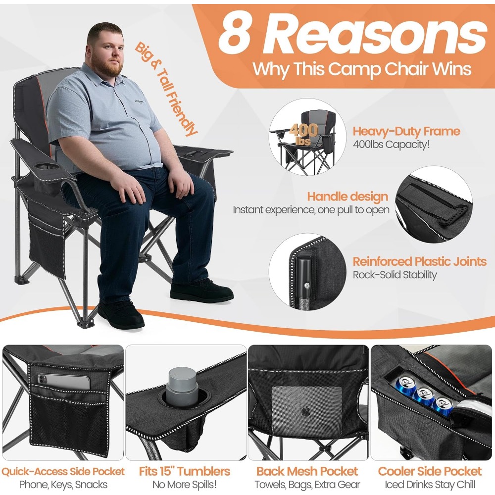 كرسيان قابلان للطي للتخييم شدي - مراجعة Outdoor Oversized Camping Chair وسعره
