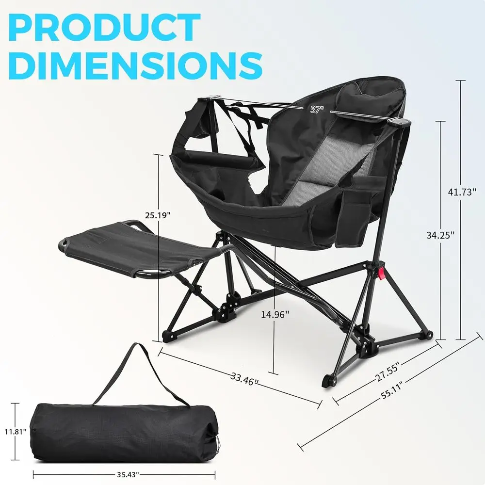 كرسي هاموك محمول كبير الحجم لل - مراجعة Outdoor Oversized Camping Chair وسعره