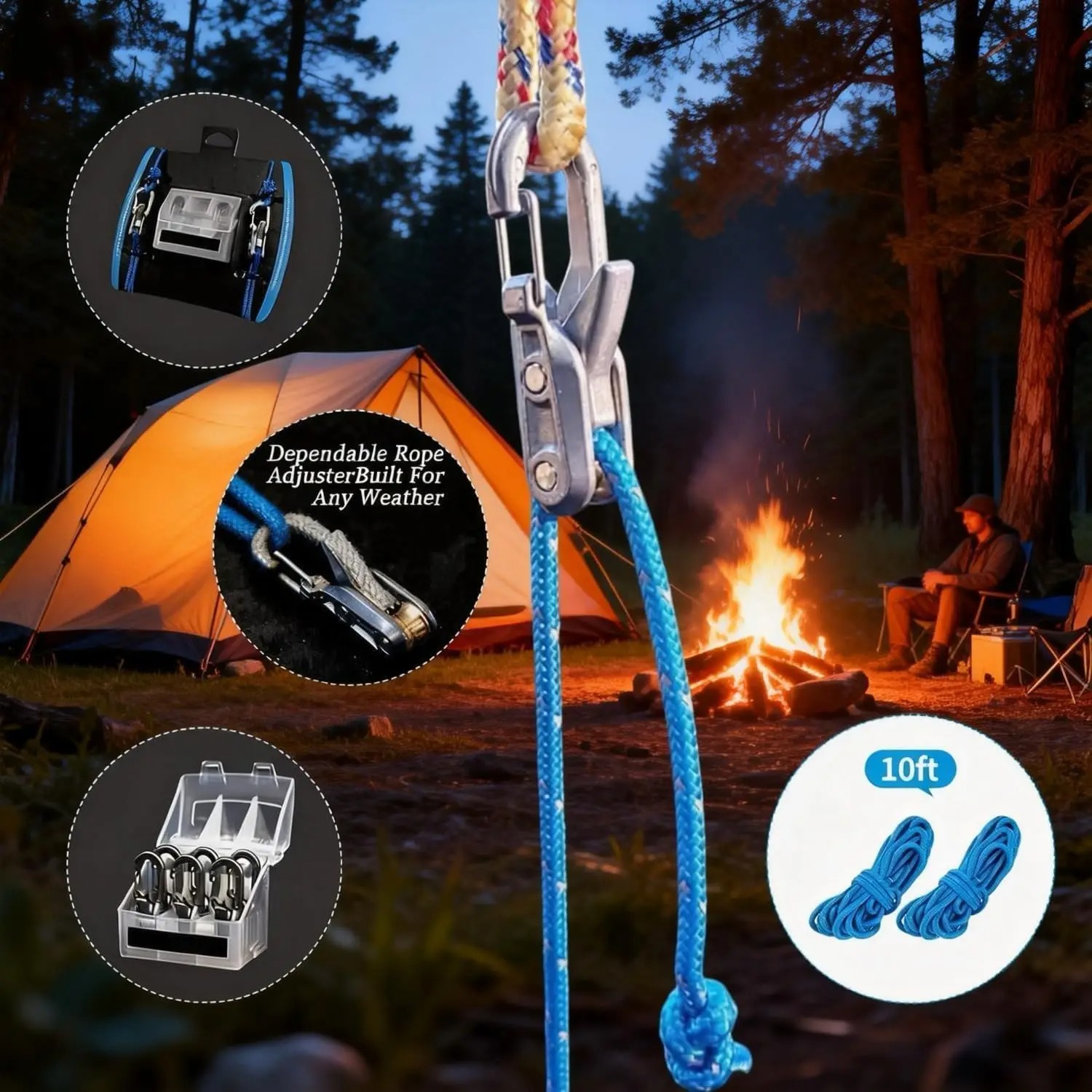 6 قطع مشد حبل باراكورد بدون عق - مراجعة Outdoor Camping Tarp وسعره