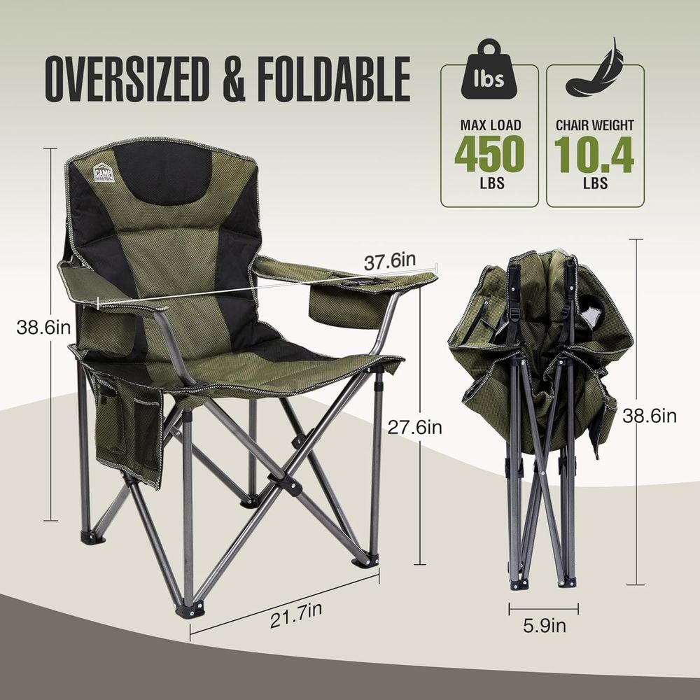 كراسي مبطنة كبيرة الحجم متينة  - مراجعة Outdoor Oversized Camping Chair وسعره