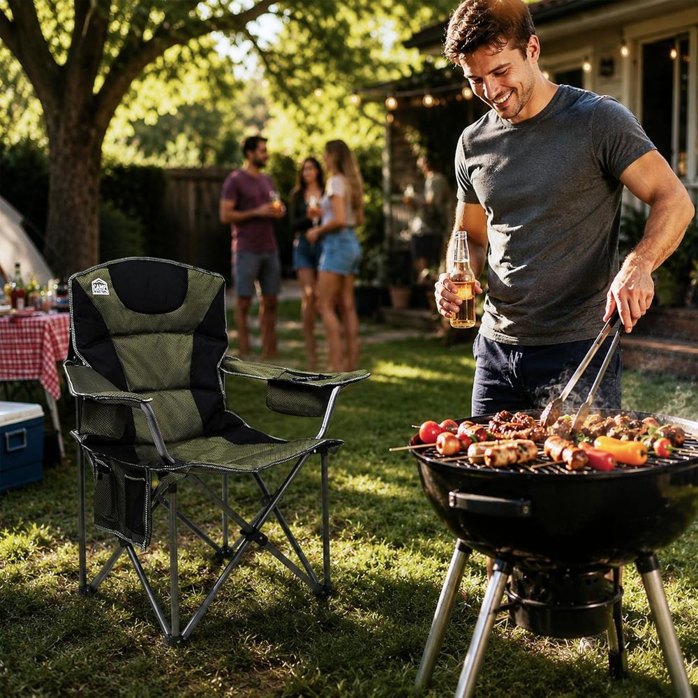 كراسي مبطنة كبيرة الحجم متينة  - مراجعة Outdoor Oversized Camping Chair وسعره