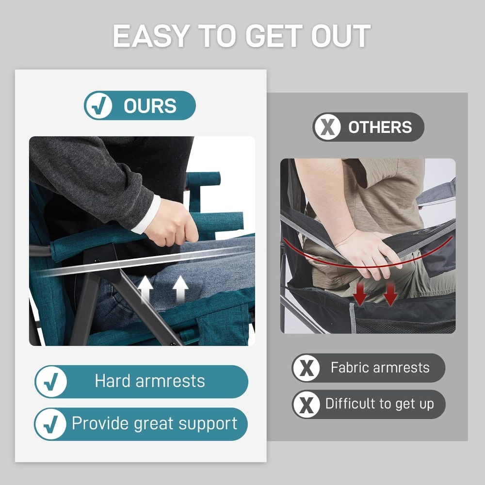 كرسي تخييم هزاز قابل للطي كبير - مراجعة Outdoor Oversized Camping Chair وسعره