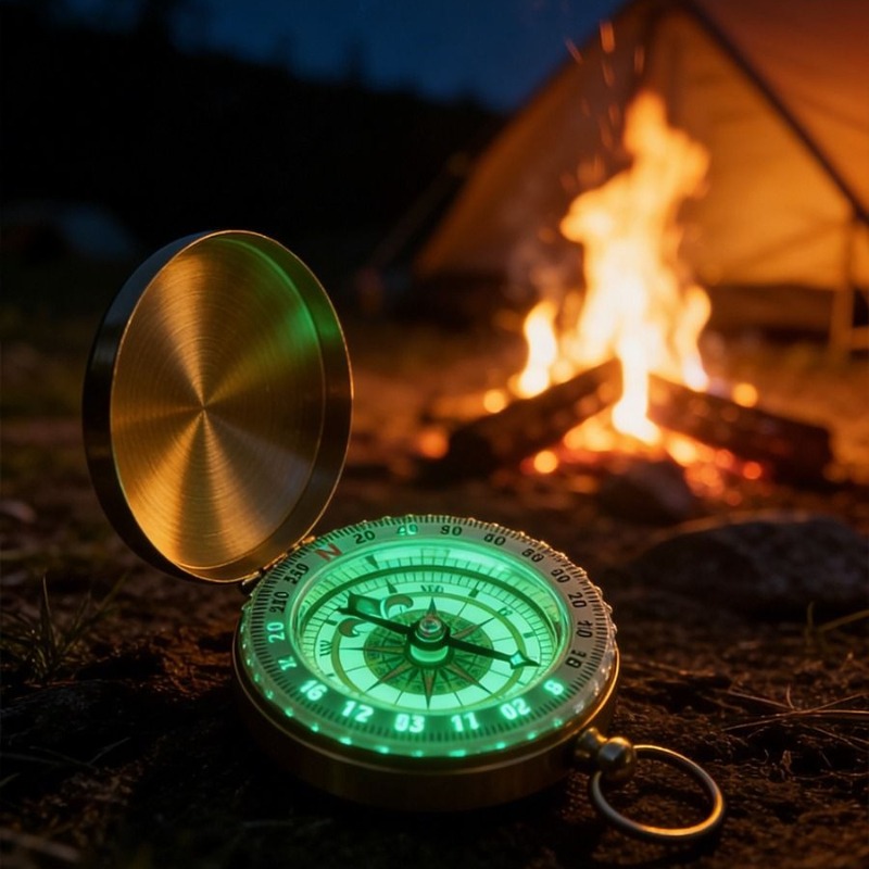 بوصلة جيب نحاسية 50 مم مضيئة،  - مراجعة Outdoor Camping Direct وسعره