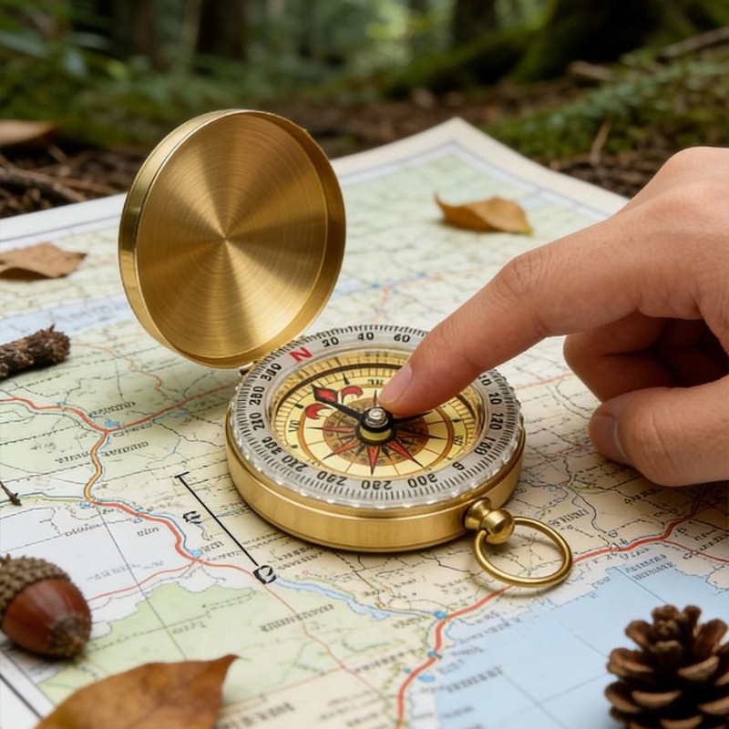بوصلة جيب نحاسية 50 مم مضيئة،  - مراجعة Outdoor Camping Direct وسعره