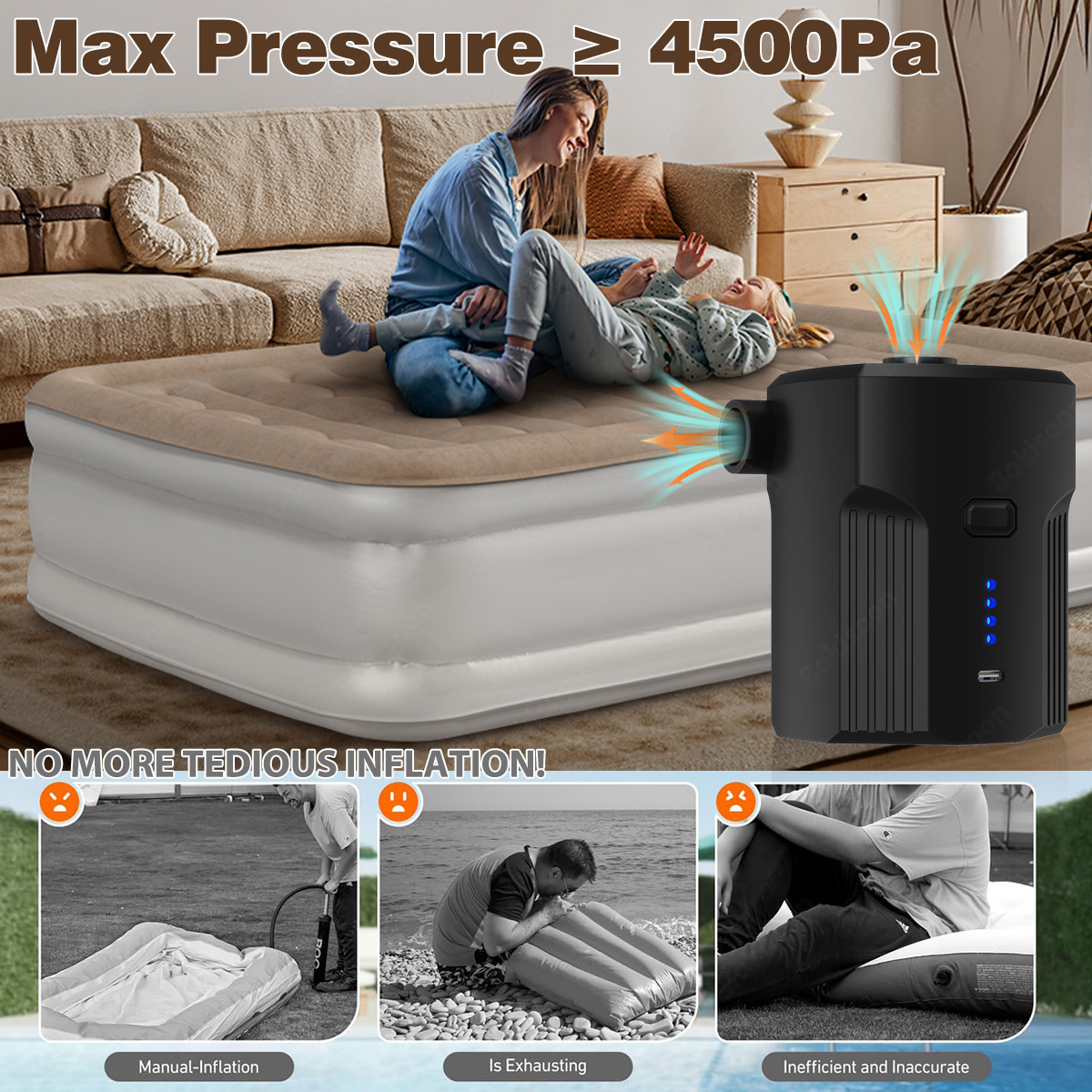 مضخة هواء كهربائية محمولة للمط - مراجعة Outdoor Inflatable Camping Tent With Air Pump وسعره